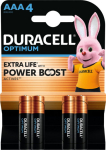 Patareid Duracell Optimum AAA LR03 1.5V Alkaline, 1 pakk (pakis 4tk)