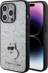 Karl Lagerfeld Fixed Glitter Choupette Logo Metal Pin Back Case for Apple iPhone 15 Pro Max