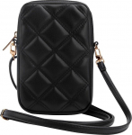 Guess PU Quilted 4G Metal Logo Wallet Phone Bag Zipper / Black