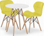Leobert TODI round table set 60 white + 2 LAGO chairs yellow