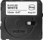BROTHER BTAG231 12MM BLACK ON WHITE TAPE