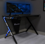 XRocker Ocelot Aluminum Carbon Gaming Table with Stickers in Rot & Blau - Straight
