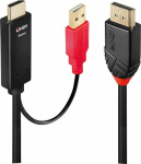 Kabel Lindy DisplayPort - HDMI + USB-A 2m czarny (41426)