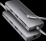 AXAGON HMC-8HLSA USB-C 3.2 Gen 1 hub, 3x USB-A + 4K/30Hz HDMI + SD/microSD, GLAN, Audio, PD 100W, 20cm USB-C cable