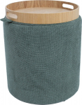 Ottoman/ table HIRO D34.5xH37cm, green, with storage and tray