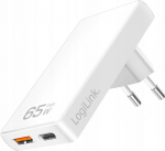 Logilink USB Steckdosenadapter 1xUSB-A, 1xUSB-C, 65W wei&szlig;