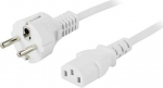 DELTACO Instrument cable, grounded unit wall outlet, 3m White