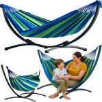 Lean Garden Hammock with Frame for Two People, Green and Blue 200x120