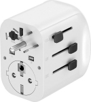 Gembird TPA-EU2A1C15-01-W Grounded universal travel power adapter, 15 W, white