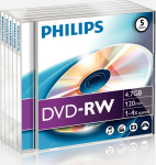 1x5 Philips DVD-RW 4.7GB 4x JC