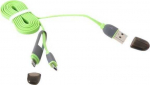 Platinet kaabel USB - microUSB/Lightning 1m, roheline (42872)
