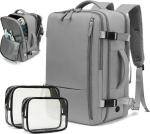 Extralink Black Forest KM03 Grey, cabin hand luggage travel backpack, 45x20x30 cm, 2x toiletry bag