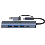 INCA 5-Port Hub IUTP-5T USB-C/A->3xUSB-A3.0/RJ45 5Gbit/s gr