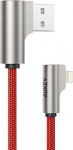 AUKEY CB-AL01 OEM kabel 90&deg; Lightning - USB-A 2m MFi Apple angled plugs 90 degrees nylon braid red