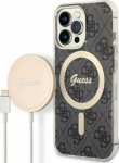 Guess Charger Guess Case Set + Wireless Charger GUBPP13XH4EACSK Apple iPhone 13 Pro Max czarny/black hard case 4G Print MagSafe