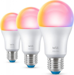 WiZ smart lamp, E27, A60, RGB, Wi-Fi, 2200-6500 K, 806 lm, matt, 3 pcs