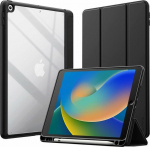 CRONG PRIMEFOLIO CASE tablet case IPAD 10.2 (2021-2019) Z A STAND I SCHOWKIEM NA APPLE PENCIL (CZARNY/CLEAR)