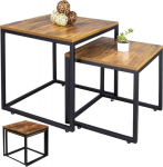 Lean Set of Square Coffee Tables 2w1 Rustic 45x50cm 40x45cm