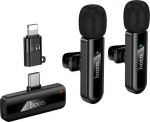 Hoco Microphone Wireless Dual Microphone Lightning / USB C L20A czarny