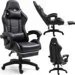 Lean Chair, LEAN Gaming Chair, Swivel Office Chair Z Footstool Cushions Black
