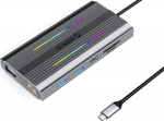 Orico USB-C 12w1 RGB | 3x USB-A | USB-C PD 100W | HDMI 4K | VGA | RJ45 Gigabit - szara