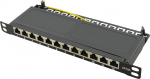 LogiLink Patch Panel - Rack mountable - CAT 6a - STP - RJ-45 X 12 - RAL 9005, Schwarz - 0.5U - 25.4 cm (10")