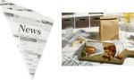 PAPSTAR Lace bag "Newsprint", 270 x 190 x 190 mm from parchment replacement, 40 g/qm, Filling capacity: 125 g, - 1 St&uuml;ck (86053)