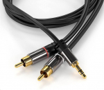 Kabel PremiumCord Jack 3.5mm - RCA (Cinch) x2 3m czarny (kjqcin3)