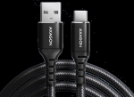 Axagon Data and charging USB 2.0 cable length 1.5 m. 3A. Black braided