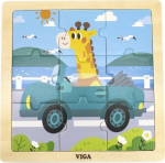 Viga Toys VIGA Handy Wooden Puzzle Giraffe in the car 9 element&oacute;w