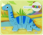 LeanToys Wooden Puzzle Dinosaur Brachiosaur Blue