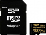 Silicon Power m&auml;lukaart microSDXC 256GB High Endurance + adapter