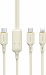 Kabel USB Dudao USB-C - USB-C + Lightning 1.2 m Beige (DDA335)