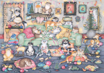 Ravensburger pusle 1000 tk: kasside j&otilde;ulupidu