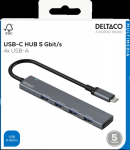 Deltaco USBC-HUB206 USB-C-Hubi, 4 gate