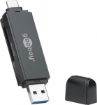 Wentronic Goobay m&auml;lukaardilugeja 2in1 microSD/SD USB 3.0/USB-C