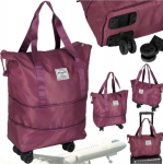 RoGer Foldable Travel Bag With Wheels Purple