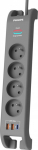 Philips Power inverters 2m, 4 jack, 1xUSB-C, 2xUSB-A,PD 20W / QC 18W, 2400 J surge protection