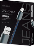 Omega kaabel microUSB Jeans 1m, sinine (44200)