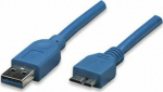 Cable USB Techly USB-A - micro-B 1 m Blue (305243)