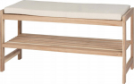 Wooden shoe cabinet with a seat made of a material imitating ACINA linen, WENKO