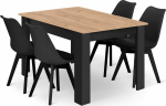Leobert Rectangular table set 120x80 craft + 4 MARK chairs black
