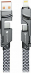 Kabel USB ForCell USB-A + USB-C - USB-C + Lightning 1 m Czarno-srebrny