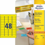 Avery Zweckform Removable colored labels 45.7 x 21.2 mm, yellow (L6041-20)