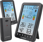 Hyundai HY-WS2420 - Color: czarny | Animated weather forecast | Battery powered| Budzik, calendar