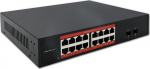 Qoltec Network switch SWITCH Gigabit Ethernet PoE | 16x RJ45 | 2x SFP | 1000 Mb/s