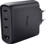 MOBILE CHARGER WALL MAXO 65W/4-PORT GAN BLACK 26067 TRUST