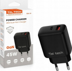 Teltech Charger GaN USB / Typ-C 45W czarny TCH-03