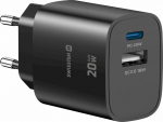 Swissten Edge GaN Travel Charger GaN USB-C PD 20W + USB-A 18W QC
