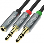 Kabel Unitek Jack 3.5mm - Jack 3.5mm x2 0.2m srebrny (Y-C957ABK)